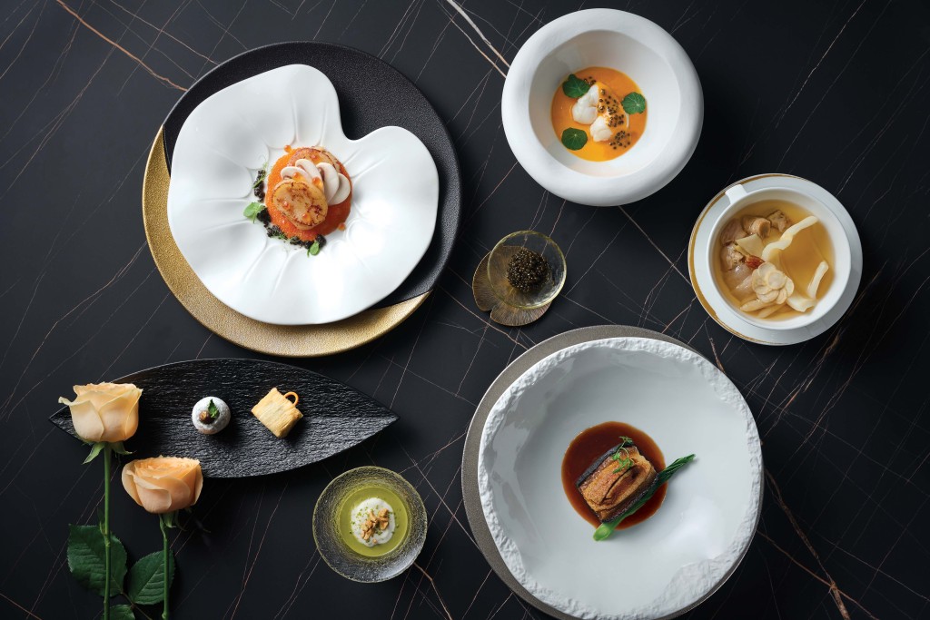 米芝蓮星級中菜廳萬豪金殿推出傳統與創新結合的粵式情人節盛宴（$2,888／兩位）。